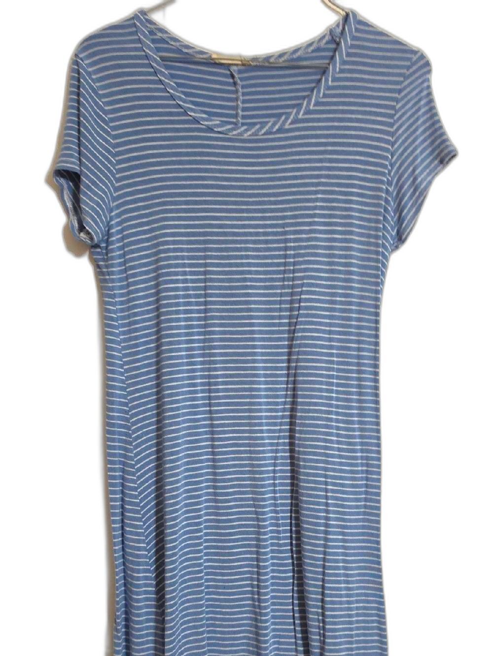 Olivia Rae Blue and White Striped Midi Dress